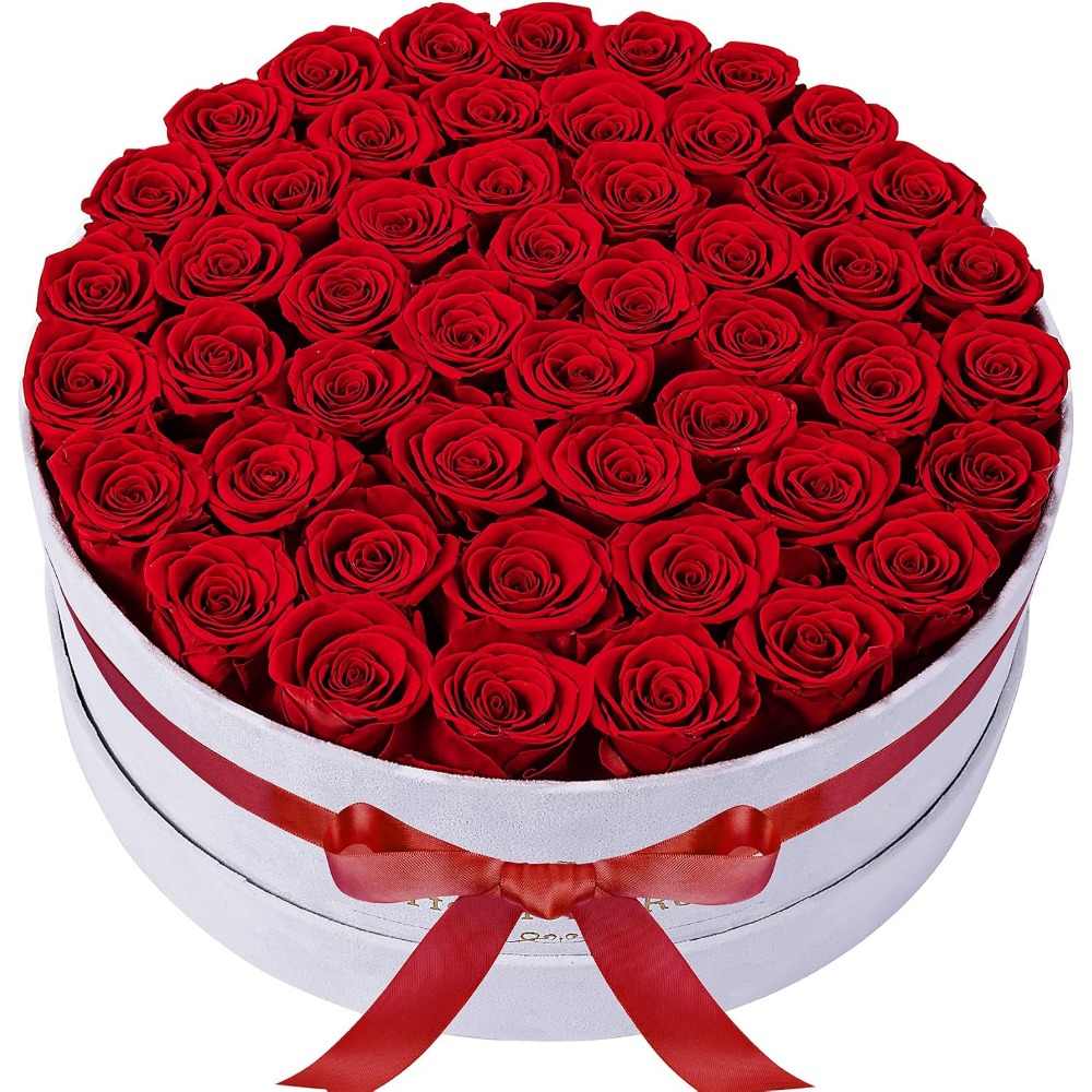 Home Decor Tulip - 50 бархатных роз в коробке, консервированные