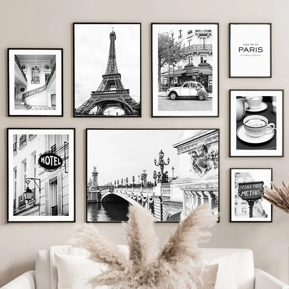Home Decor Store - Черно-белое парижское полотенце, кафе-магазин, винтажный автомобиль,