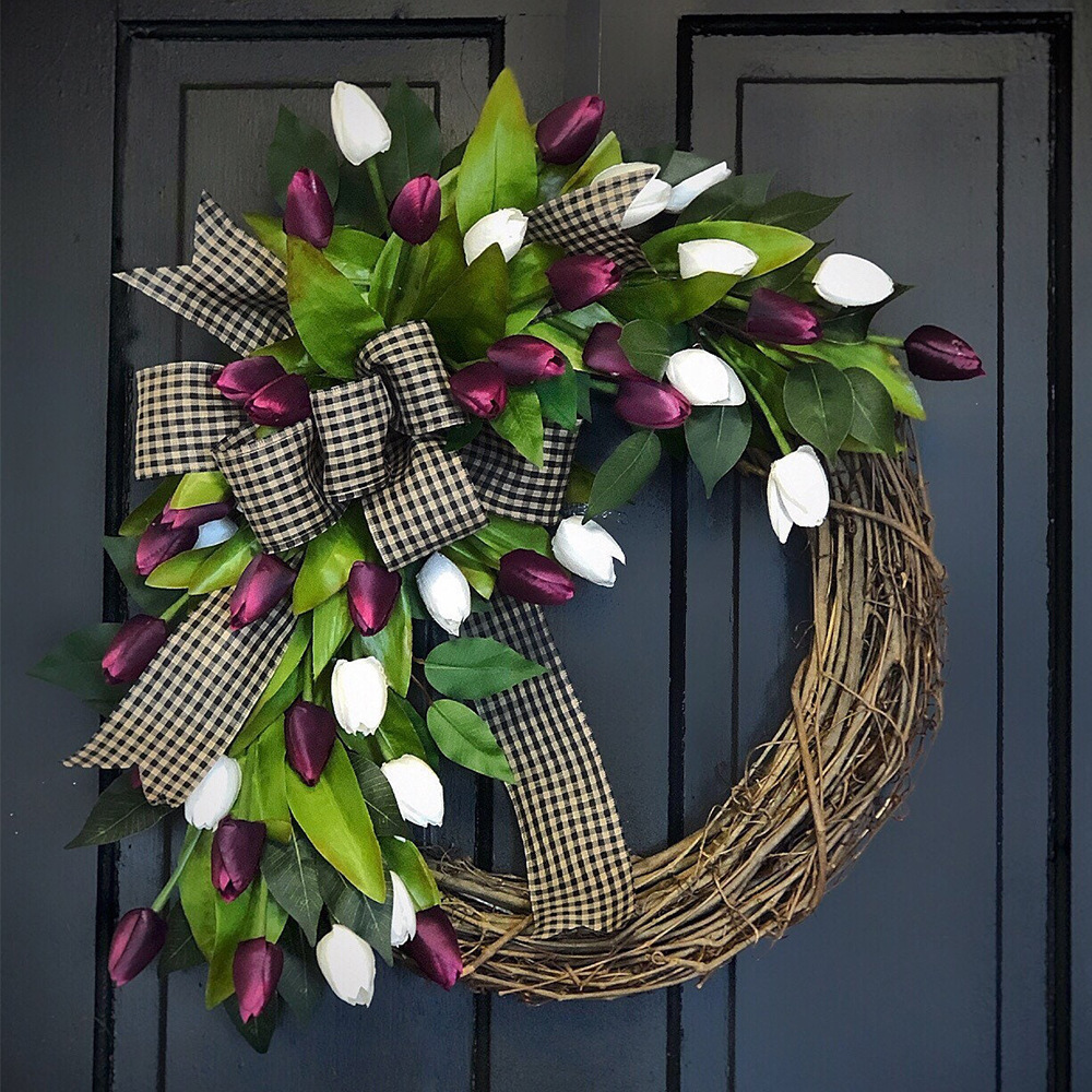 Home Decor Tulip - Весенний венок из тюльпанов, подвесное украшение