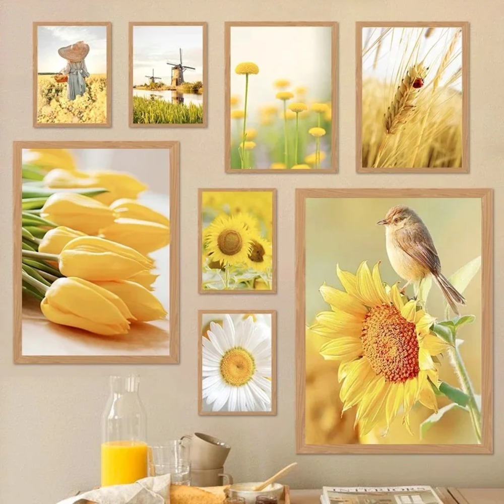 Home Decor Tulip - Постер с цветочным полем, подсолнухами, тюльпанами,
