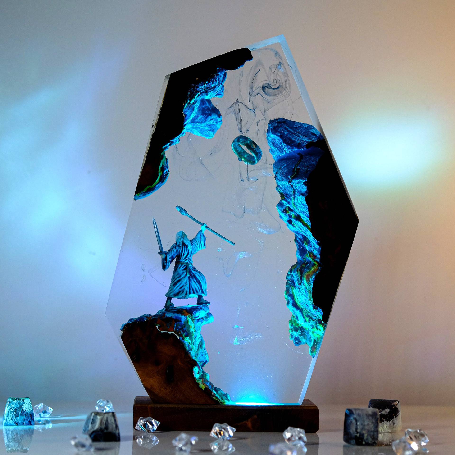 Home Decor Lamp - Настольная лампа-фигурка из смолы «Волшебное кольцо»
