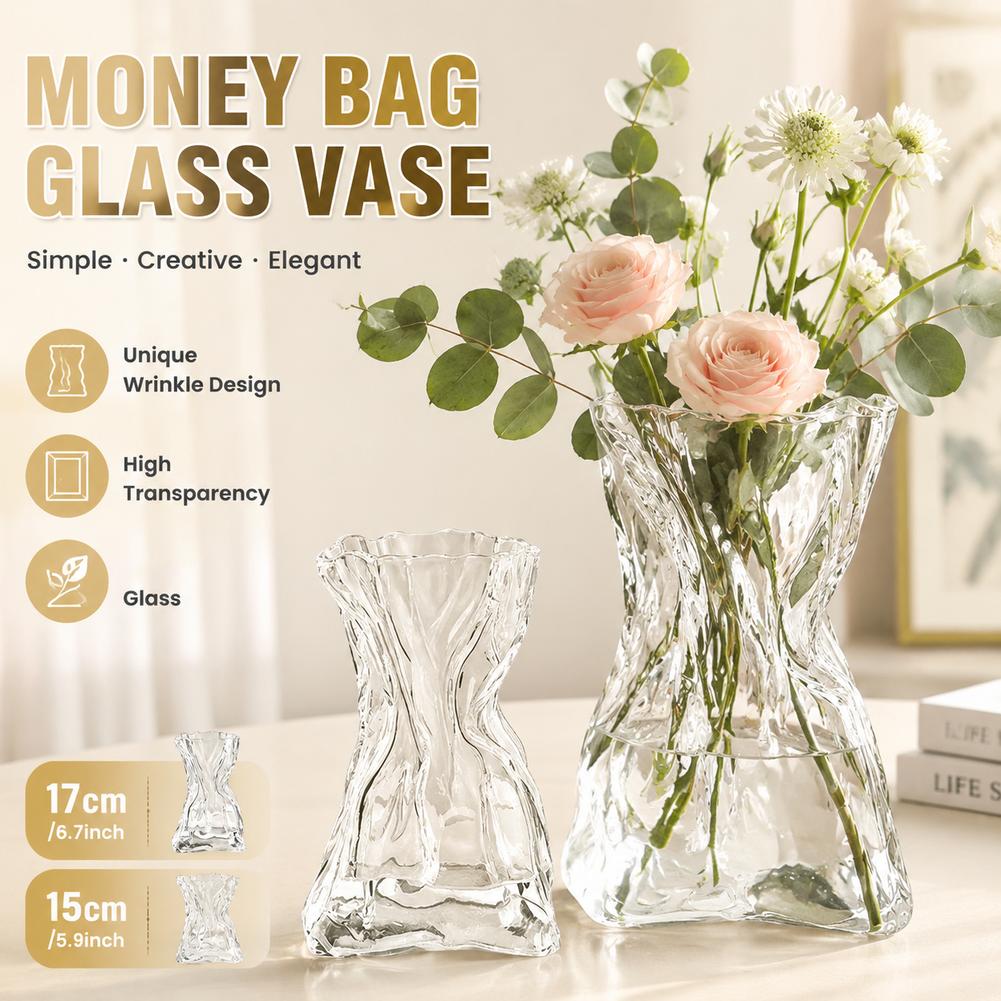 Terrarium Glass Bottle - Креативная складная ваза-кошелек из прозрачного стекла,