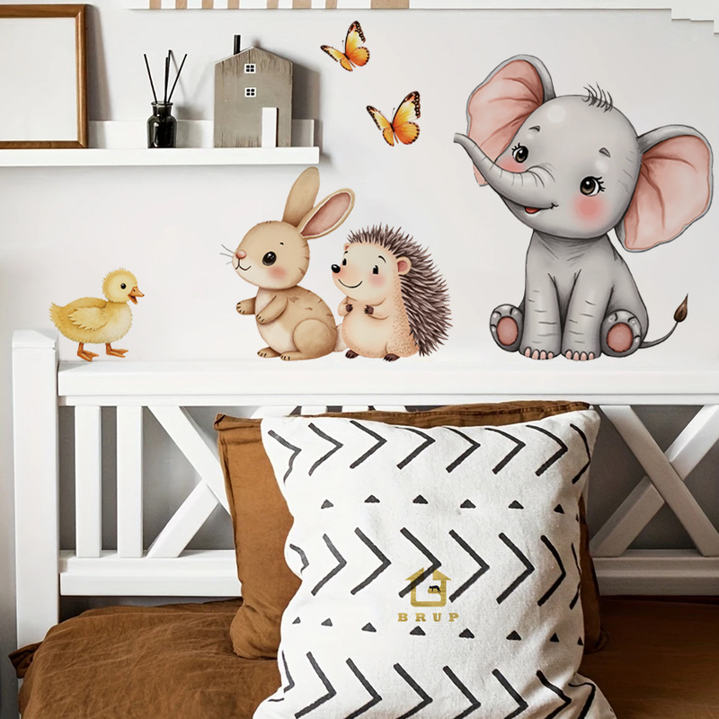 Flooring Home Decor - Наклейка на стену с мультяшными животными-Слон