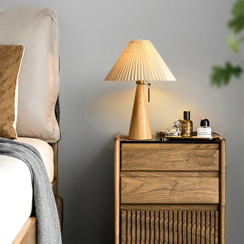 Home Decor Lamp - Ретро-настольная лампа с плиссированным абажуром, скандинавский