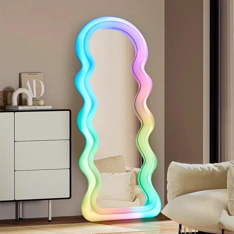 Home Decor Minimalist Style - Светлое зеркало в корейском стиле, волнистое