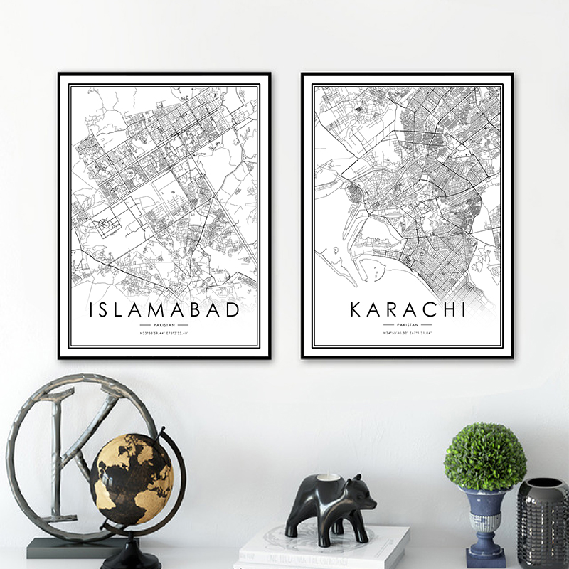 Карта города Карачи, плакат, К – обзор и цена Home Decor Karachi