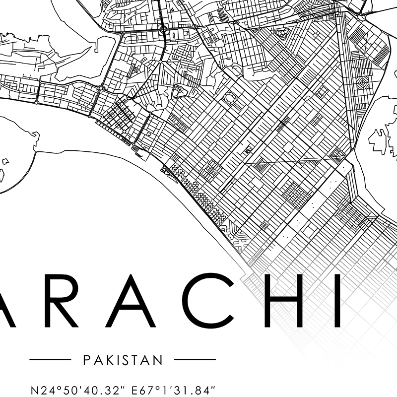 Карта города Карачи, плакат, К – обзор и цена Home Decor Karachi