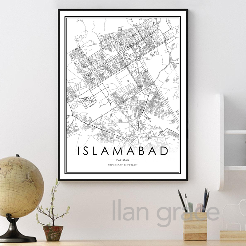 Карта города Карачи, плакат, К – обзор и цена Home Decor Karachi