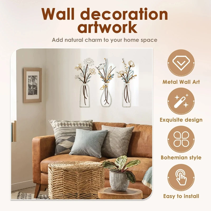 Набор из 3 металлических цвето – обзор и цена Home Decor Minimalist Style